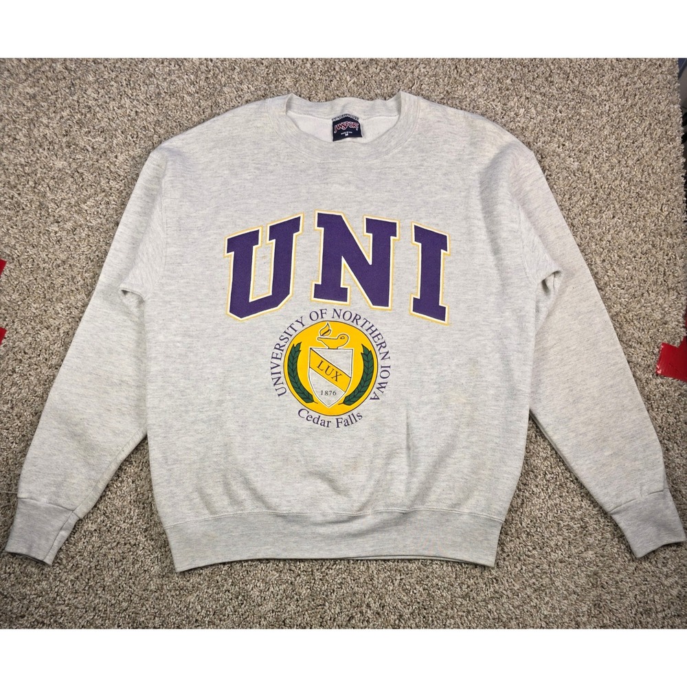 Vintage JanSport University of Northern Iowa UNI Sweatshirt Gray Medium USA Made
